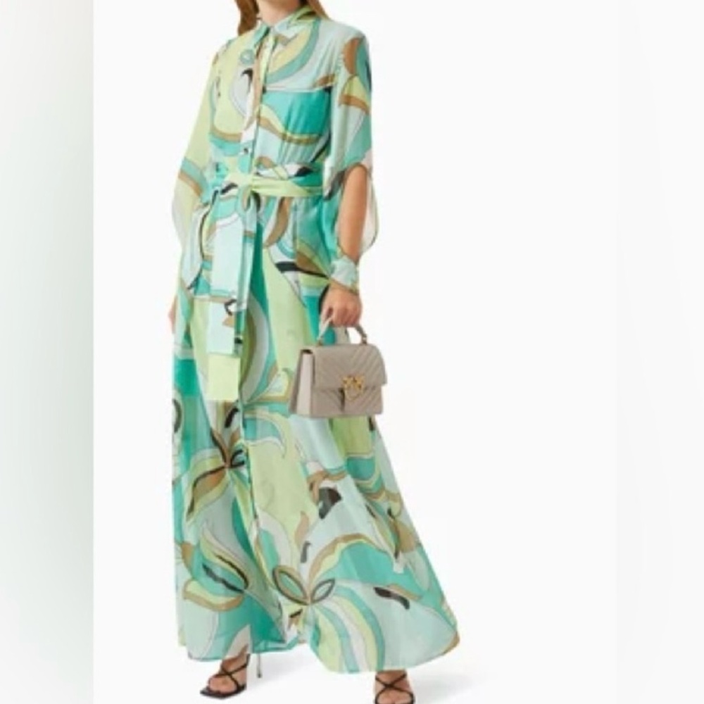 Pinko Mint and Black Patterned Blouse